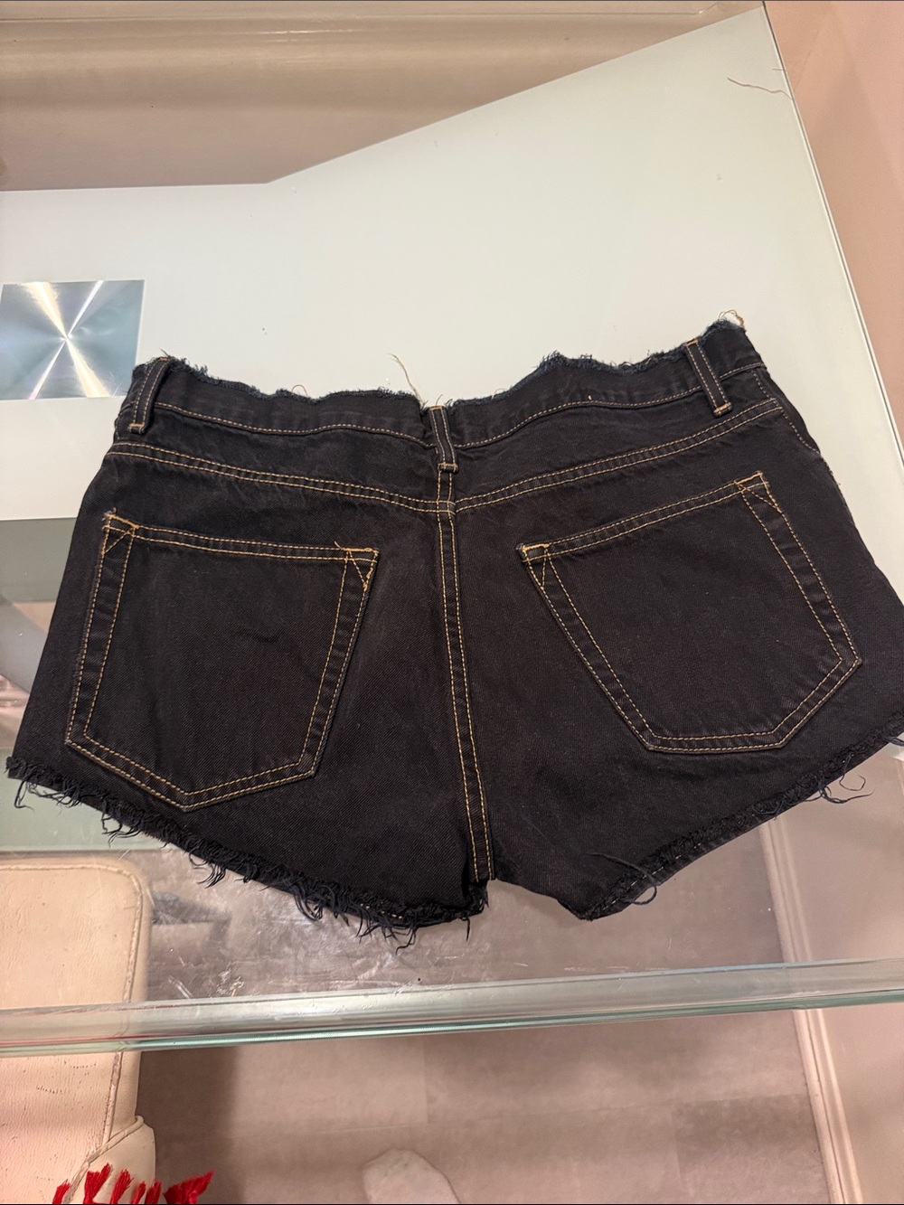 Urban Outfitters Black Frayed Denim Cutoff Shorts - Picture 2 of 2